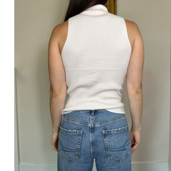Maeve by Anthropologie White Mockneck Tank Size Medium - Picture 3 of 6